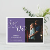 Save The Date Violet élégant | Photo Enregistrer la date (Debout devant)