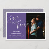 Save The Date Violet élégant | Photo Enregistrer la date (Devant / Derrière)