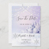 Save The Date Violet Hiver Forêt Lumières De Neige Enregistrer L (Devant)