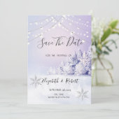 Save The Date Violet Hiver Forêt Lumières De Neige Enregistrer L (Debout devant)