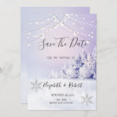 Save The Date Violet Hiver Forêt Lumières De Neige Enregistrer L (Devant / Derrière)
