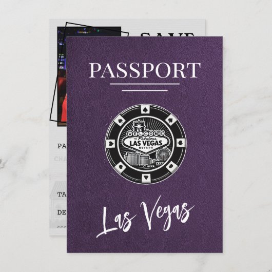 Save The Date Violet Las Vegas Passport Enregistrer La Date (Devant / Derrière)