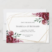 Save The Date Violet | Mariage Floral Rouge Marsala (Devant)