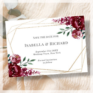 Save The Date Violet   Mariage Floral Rouge Marsala
