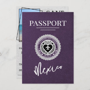 Save The Date Violet Mexique Passeport Enregistrer La Date