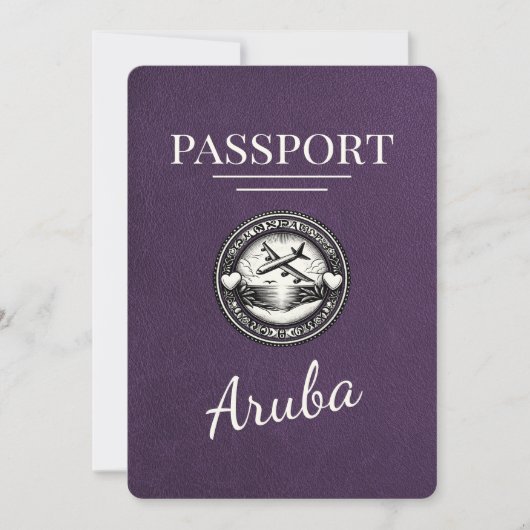 Save The Date Violet Purple Aruba Passeport Enregistrer La Date (Devant)