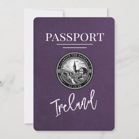 Save The Date Violet Purple Ireland Passeport Enregistrer La Dat (Devant)