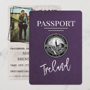 Save The Date Violet Purple Ireland Passeport Enregistrer La Dat