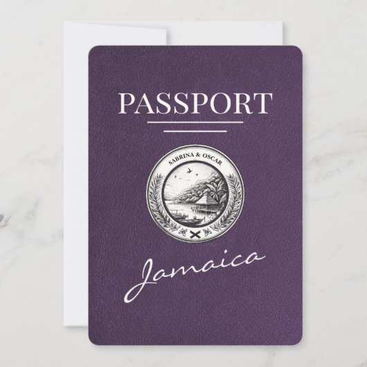 Save The Date Violet Purple Jamaïque Passeport Enregistrer La Da (Devant)