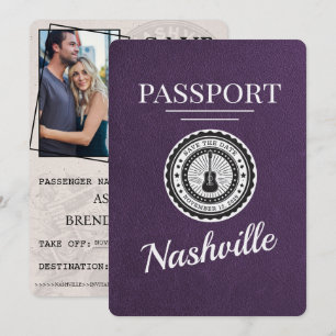 Save The Date Violet Purple Nashville Passeport Enregistrer La D