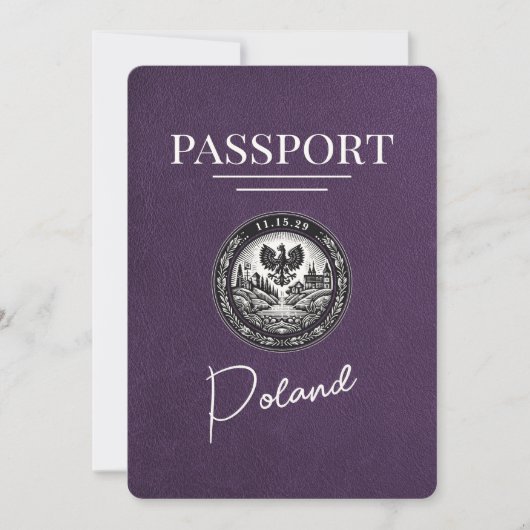 Save The Date Violet Purple Pologne Passeport Enregistrer La Dat (Devant)