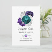 Save The Date Violet rustique et Mariage floral turquoise (Debout devant)