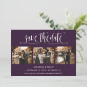 Save The Date Violet Script Mariage Photo Enregistrer La Date (Debout devant)
