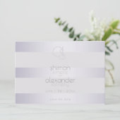 Save The Date Violet Silver  Rayures Shimmer Monogram2 (Debout devant)