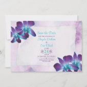 Save The Date Violet Turquoise Bleu Dendrobium Mariage orchidée (Devant)