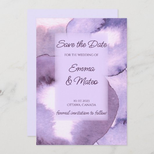 Save The Date violet violet moderne (Devant / Derrière)
