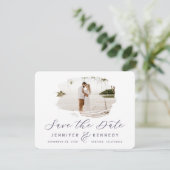 Save The Date Violet violet romantique brossé cadre avec photo (Debout devant)