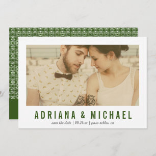 Save The Date Vision vintage Photo Motif moderne   Vert