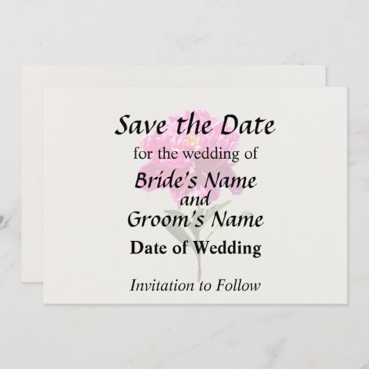 Save The Date Vivid Peony rose (Devant / Derrière)