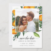 Save The Date Vivid Tangerine Orange Bouquet photo enregistrer l (Devant)