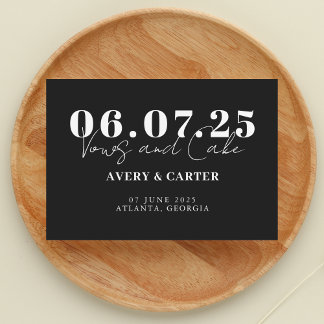 Save The Date Vœux et gâteau mariage minimaliste drôle