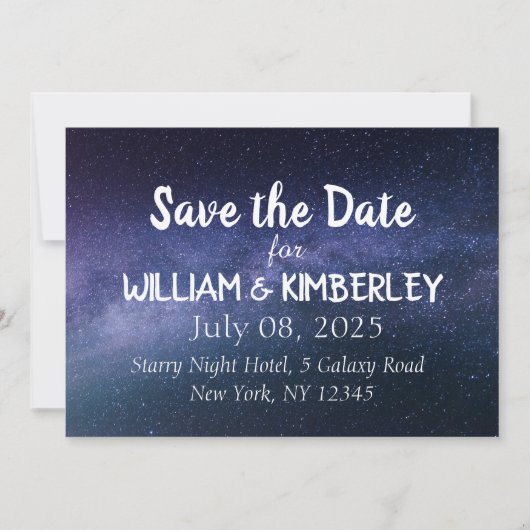 Save The Date Voie Lactée Étoiles Sky Galaxy Mariage Élégant Enr (Devant)