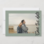 Save The Date Voies latérales QR Code Photo Sage Vert Blanc (Devant)