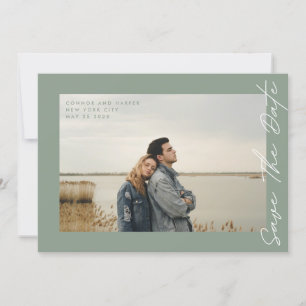 Save The Date Voies latérales Sage Vert Blanc QR Code photo