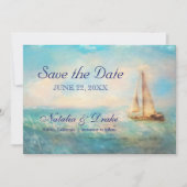 Save The Date Voilier en mer | Mariage aquarelle nautique (Devant)