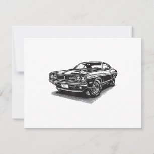 Save The Date Voiture Musclée Américaine Classique Rétro Vintage