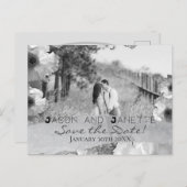 "Save the Date" voor bruiloft + Blk/Whotfoto Briefkaart (Voorkant / Achterkant)