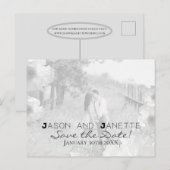 "Save the Date" voor bruiloft + Blk/Whotfoto Briefkaart (Voorkant / Achterkant)