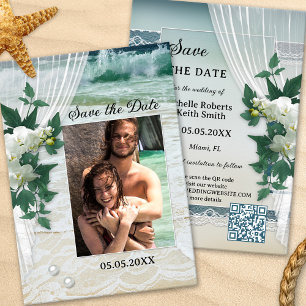 Save The Date Votre photo QR Code Beach Orchid Enregistrer la ca