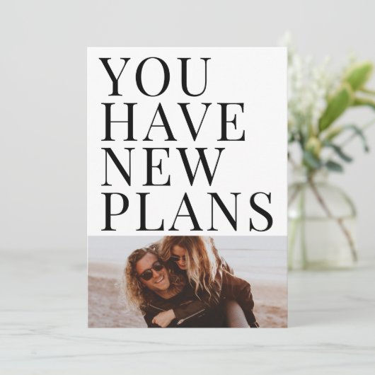 Save The Date Vous Avez De Nouveaux Plans Photo Unique Enregistr (Debout devant)