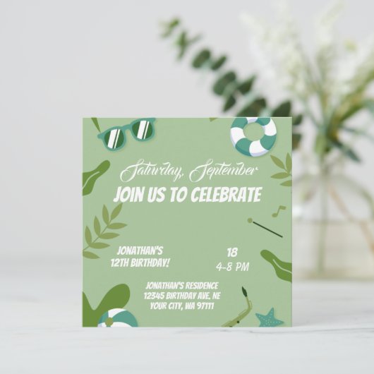 Save The Date Vous Entrer ? Neon Glow Blue Green Boy Anniversair (Debout devant)