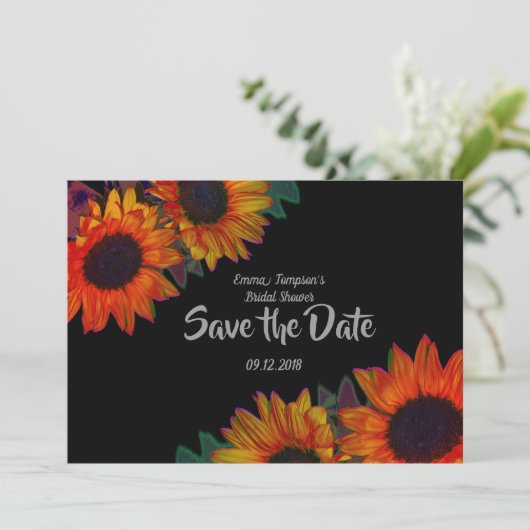 Save the Date, Vrijgezellenfeest Zonnebloemen Save The Date (Staand voorkant)
