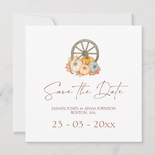 Save The Date Wagon Wheel Rustic Mariage d'automne Enregistrer L (Devant)