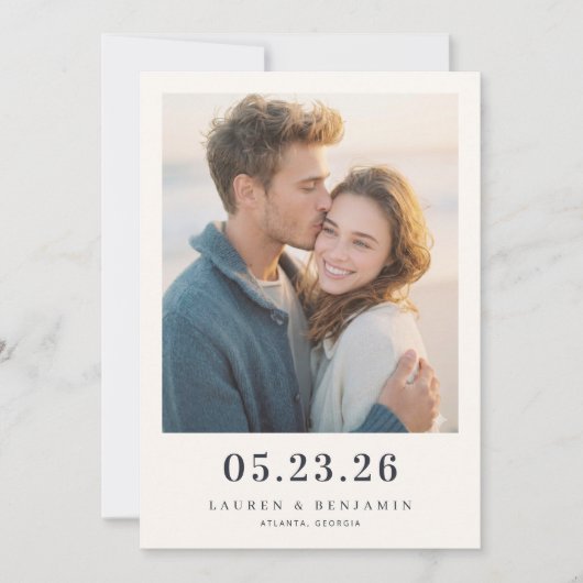 Save The Date Warm Beige Minimalist Photo (Devant)