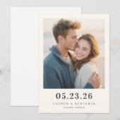 Save The Date Warm Beige Minimalist Photo (Devant / Derrière)