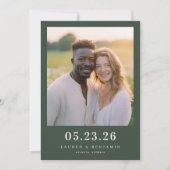 Save The Date Warm Dark Green Candid Photo (Devant)
