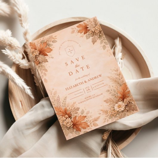 Save The Date Warm Floral Fall Wedding