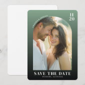 Save The Date Warm Green Romantic Photo (Devant / Derrière)