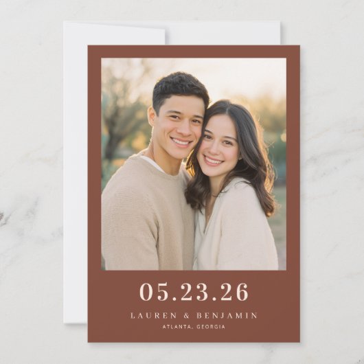 Save The Date Warm Maroon Minimalist Photo (Devant)