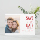Save The Date Warm Red Romantic Photo (Debout devant)
