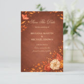 Save The Date Warm Rustic Floral Autumn (Debout devant)