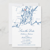 Save The Date Warwick RI Elegant Mariage bleu marine (Devant)
