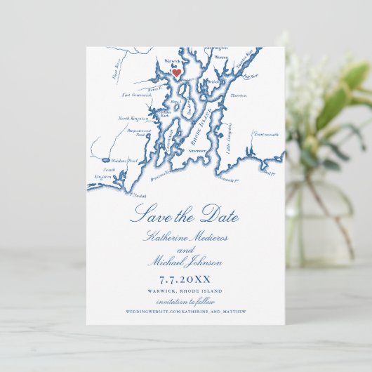 Save The Date Warwick RI Elegant Mariage bleu marine (Debout devant)