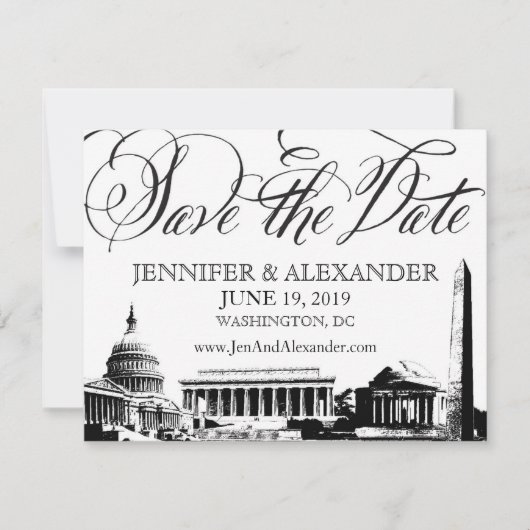 Save The Date Washington DC Enregistrer la date - Monuments Vint (Devant)