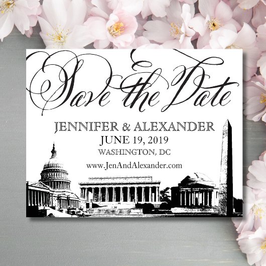 Save The Date Washington DC Enregistrer la date - Monuments Vint
