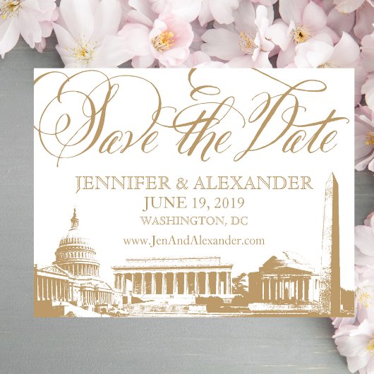 Save The Date Washington DC enregistrer la date - Monuments Vint